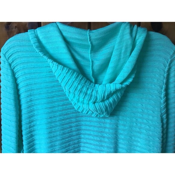 Style & Co Open Front Hooded Cardigan XL Green Handkerchief Hem Pockets - Picture 6 of 8